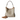 GG Emblem Small Bucket Bag in Beige and Dark Brown Fabric with Light Gold-Toned Hardware