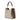 GG Emblem Small Bucket Bag in Beige and Dark Brown Fabric with Light Gold-Toned Hardware