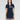 GG Polo Top & Pleated Skirt with Striped Trim in Dark Blue